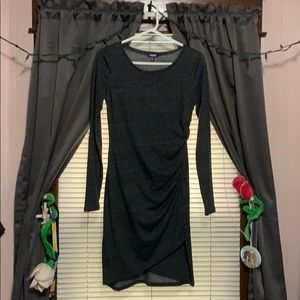 Grey Dress with angled bottom and scoop neck